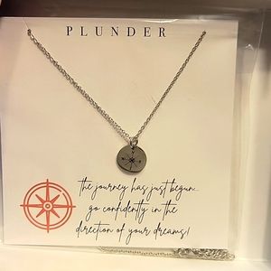 Compass Necklace Plunder Stainless Steel with engraved compass